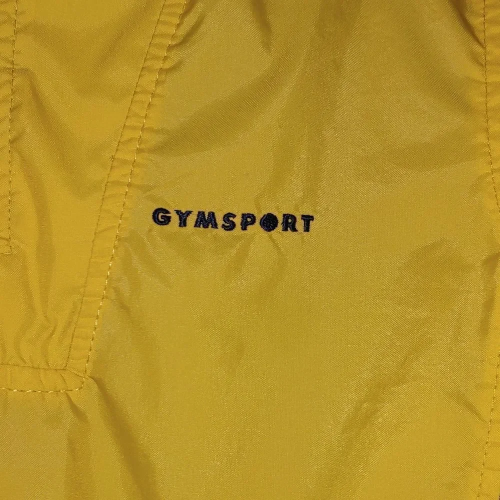 VTG Gymboree Gymsport yellow navy hooded windbreaker rain jacket Sz M (3/4) NWOT